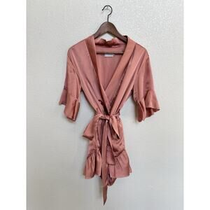NEW Lioness pink satin romper womens Small date sexy ruffle belted city chic